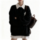 Black Collared Lightning Graphic Sweatshirt